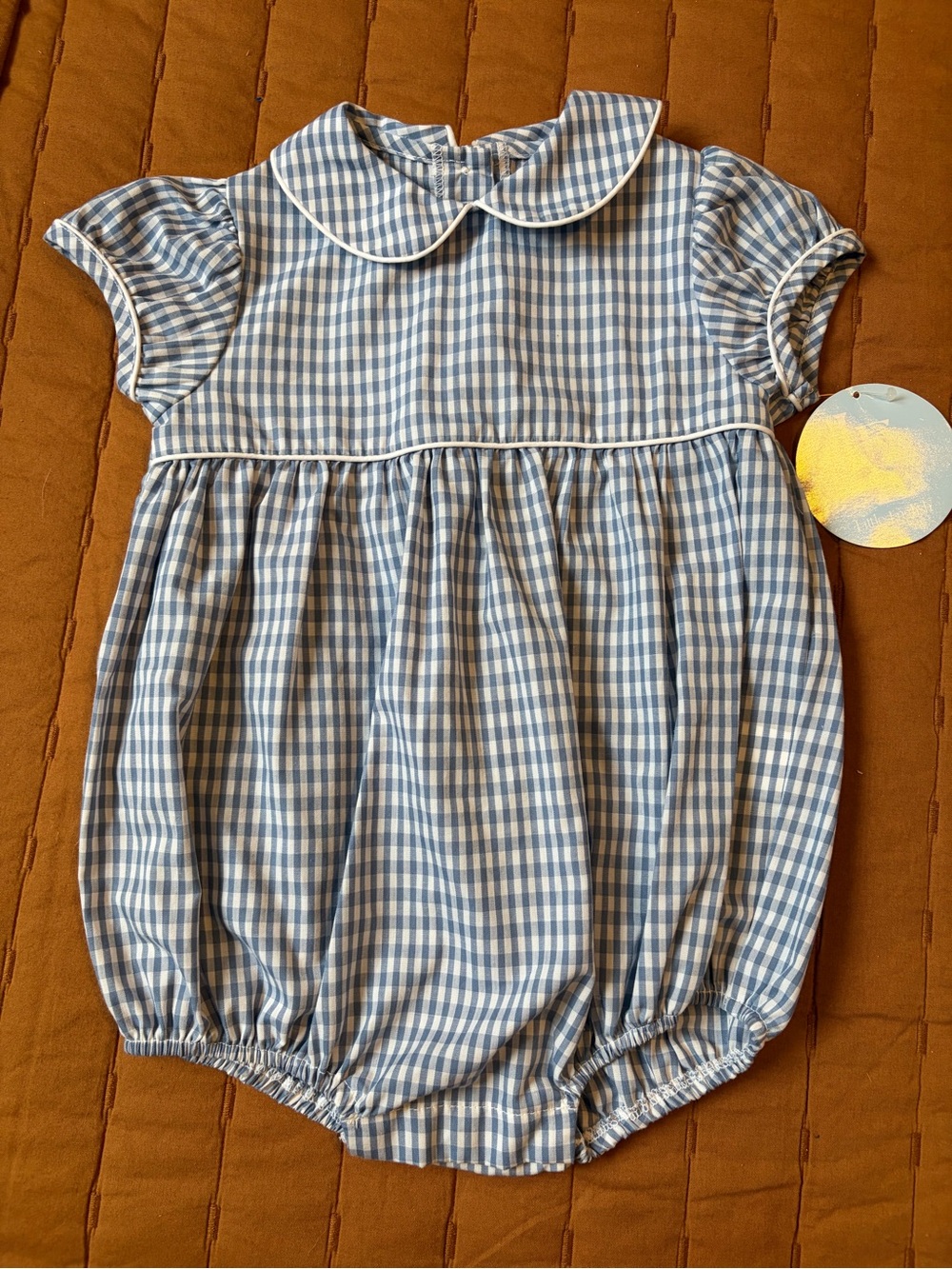 Little English Blue and White Gingham Bubble One-Piece